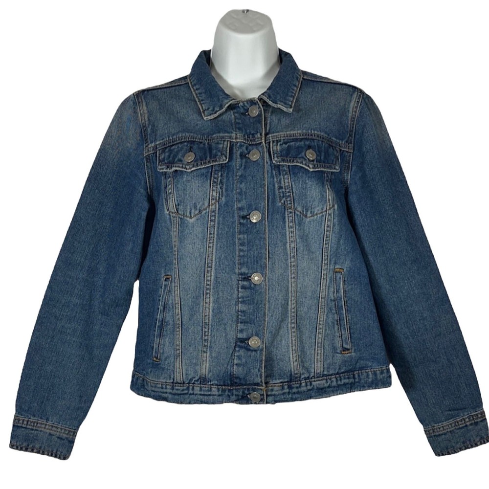 Silver Jeans Co Sinclair Denim Trucker Style Jacket Mild Distressed Women's S